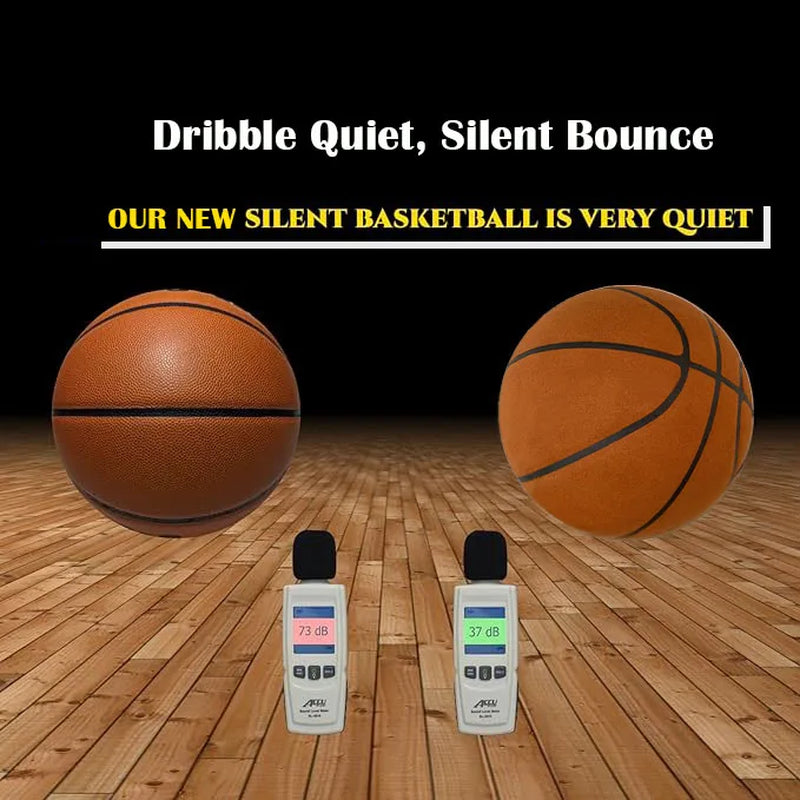 Silent Basketball Size 7 (29.5")/5# Dribbling Indoor Grooved Airless Foam Basketball Quiet Dribbling Indoor Training Silent Ball